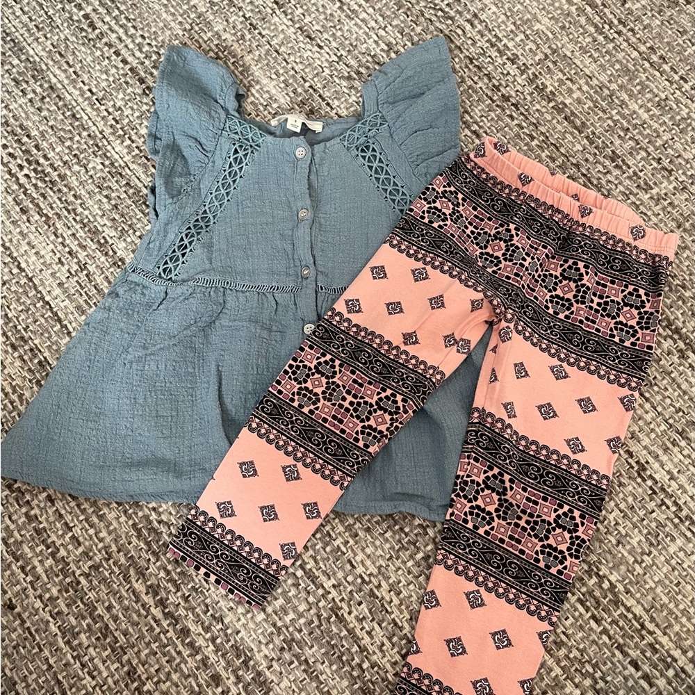 Jessica Simpson girls set size 3 casual school boho cotton toddler blouse pink‎